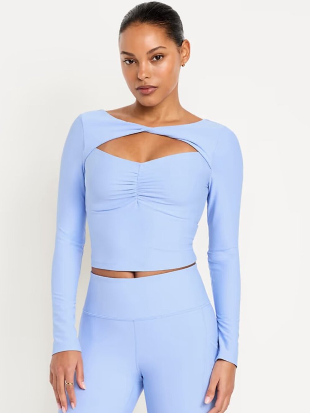 Old Navy Pilates Yoga Barre Periwinkle Cutout Crop Top Medium